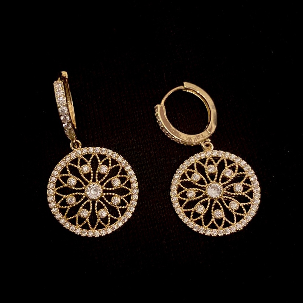 Gold Plated Hoop Drop Earrings